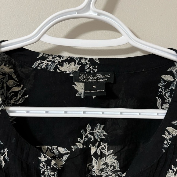 Lucky Brand Boho Floral Button Front Tie Top - Picture 4 of 6